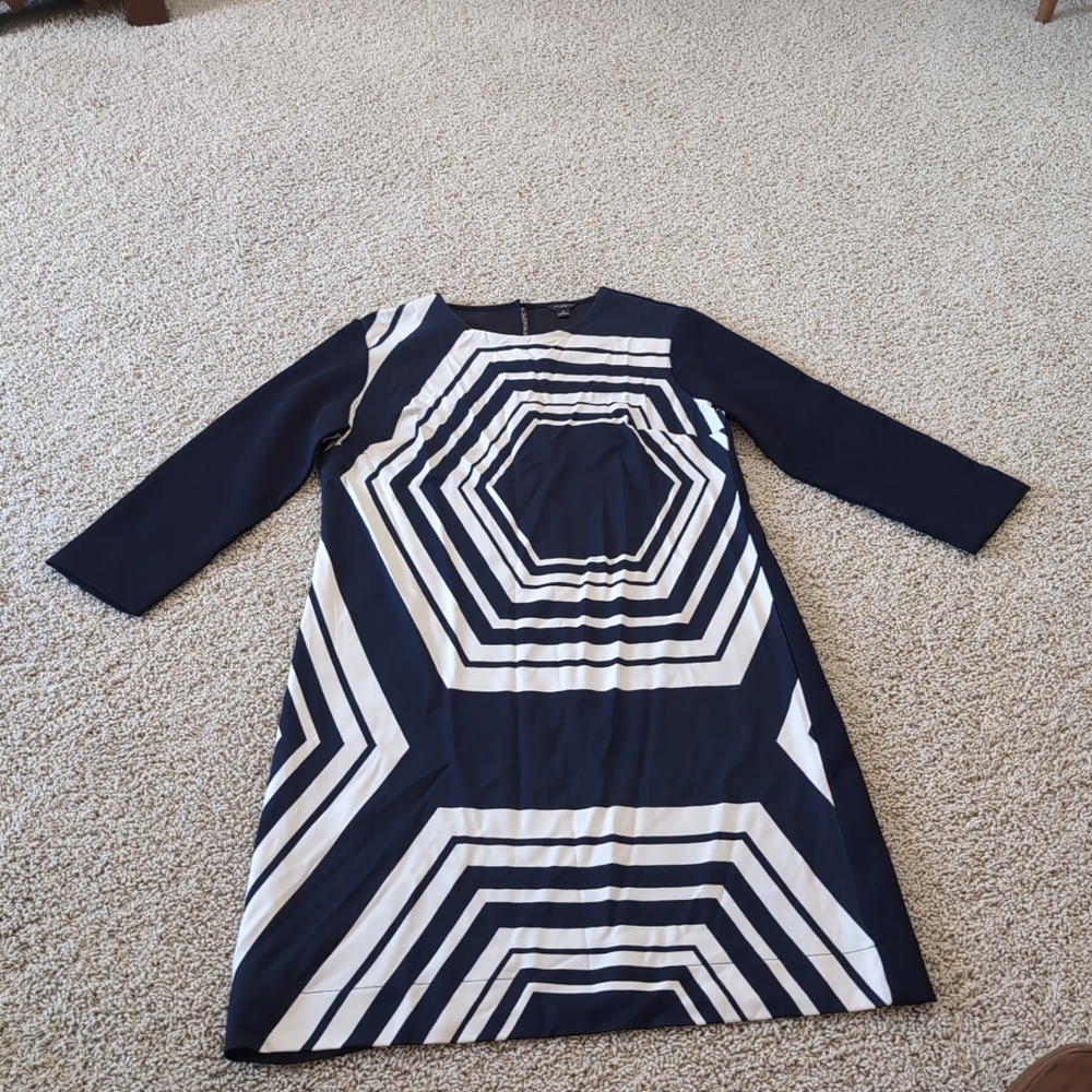 Ann Taylor Navy Blue dress medium 3/4 sleeve Polyester